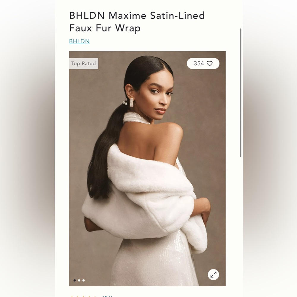 BHLDN Maxime Satin-Lined Faux Fur Wrap